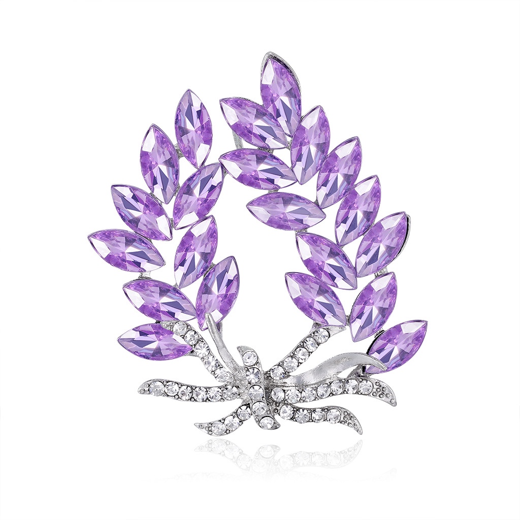 Korean character wheathead rhinestone Brooch Alloy leaf flower corsage Fashion clothing accessories pin