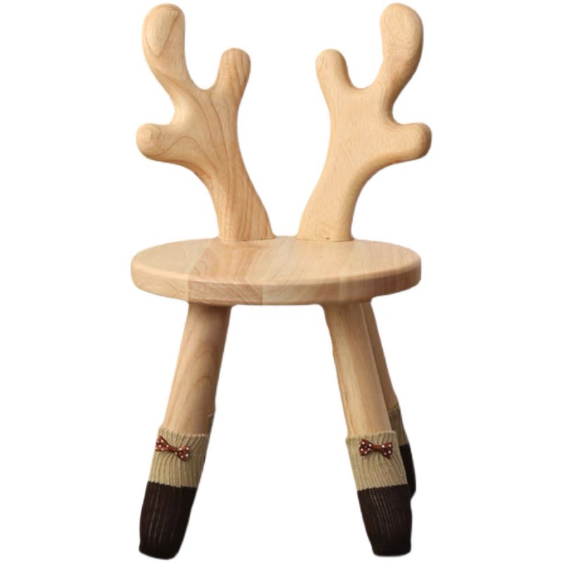 Modern style children stool chair cartoon animal solid wood small bench home fashion creative cute baby deer seat thumbnail
