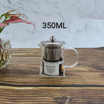 RM-350 四方鹰嘴高硼玻璃茶壶不锈钢钢茶漏350ml