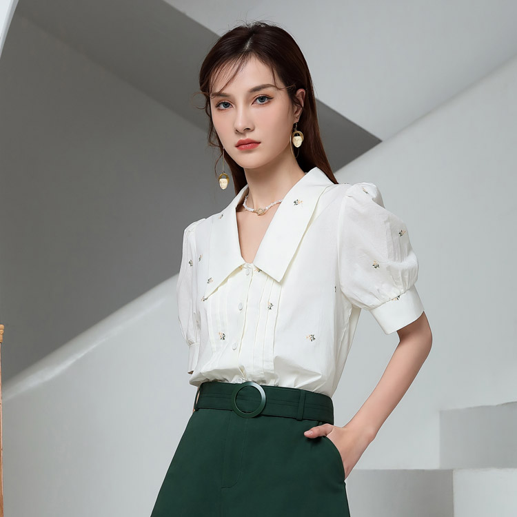 Jimmy Seio Summer 2021 New Commuter Shirt, Korean style, niche design, professional high-end white-collar top, short sleeve Item Picture