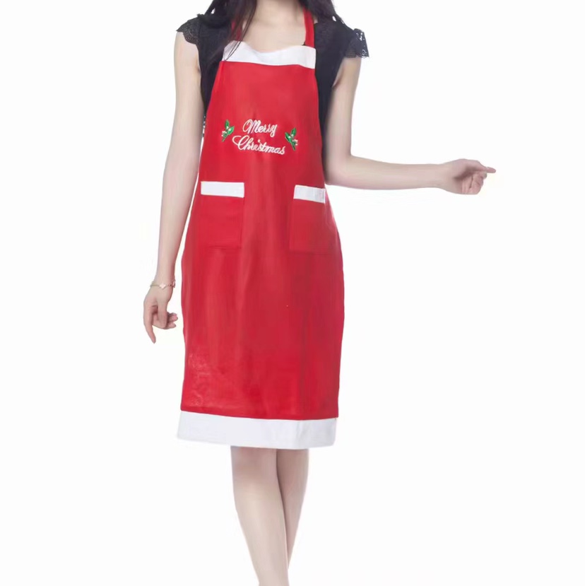 圣诞围裙厨房家圣诞老人围裙绣花围裙