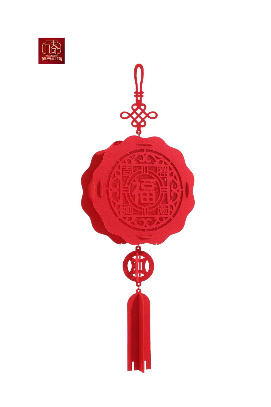 The interior and exterior scenes of the opening ceremony of the decoration supplies store were decorated with small zongzi lanterns and hanging ornaments full figure