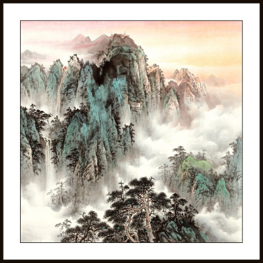 50X50 Watermark Printing Landscape Square Freehand Landscape Small Decorative Painting Chinese Painting Traditional Chinese Painting 04 details Picture