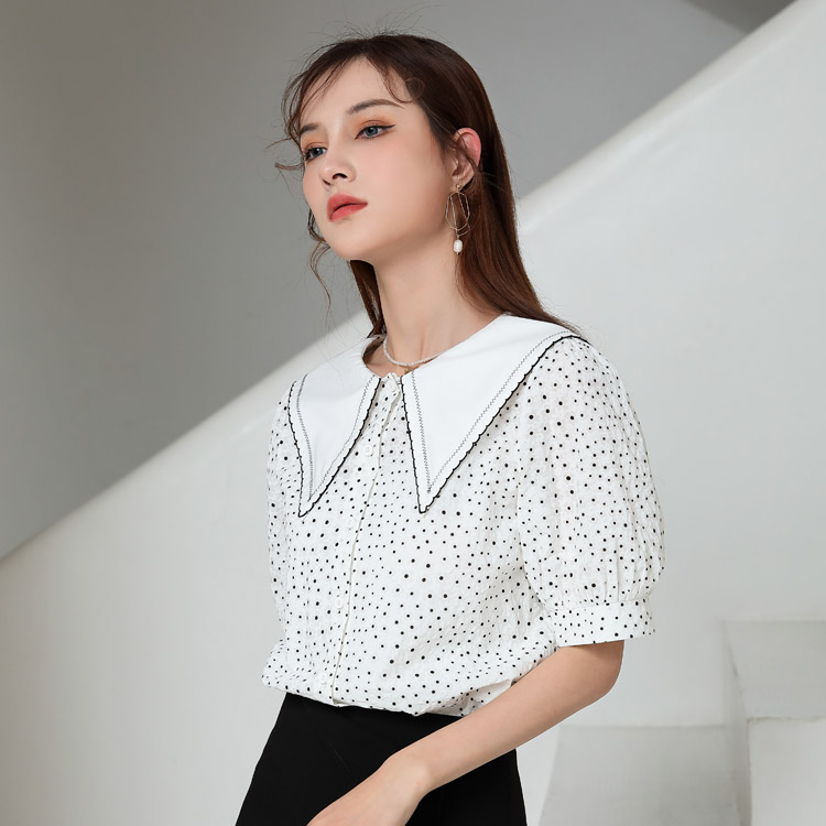 Jimmy Seo summer polka dot shirt with floral print style, genuine at the counter, the same as in the mall, with a niche design and high-end fashion Application Scenario