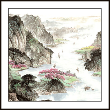 50X50 Watermark Printing Landscape Square Freehand Landscape Decorative Painting Chinese Painting Chinese Painting Traditional Painting 19 details Picture