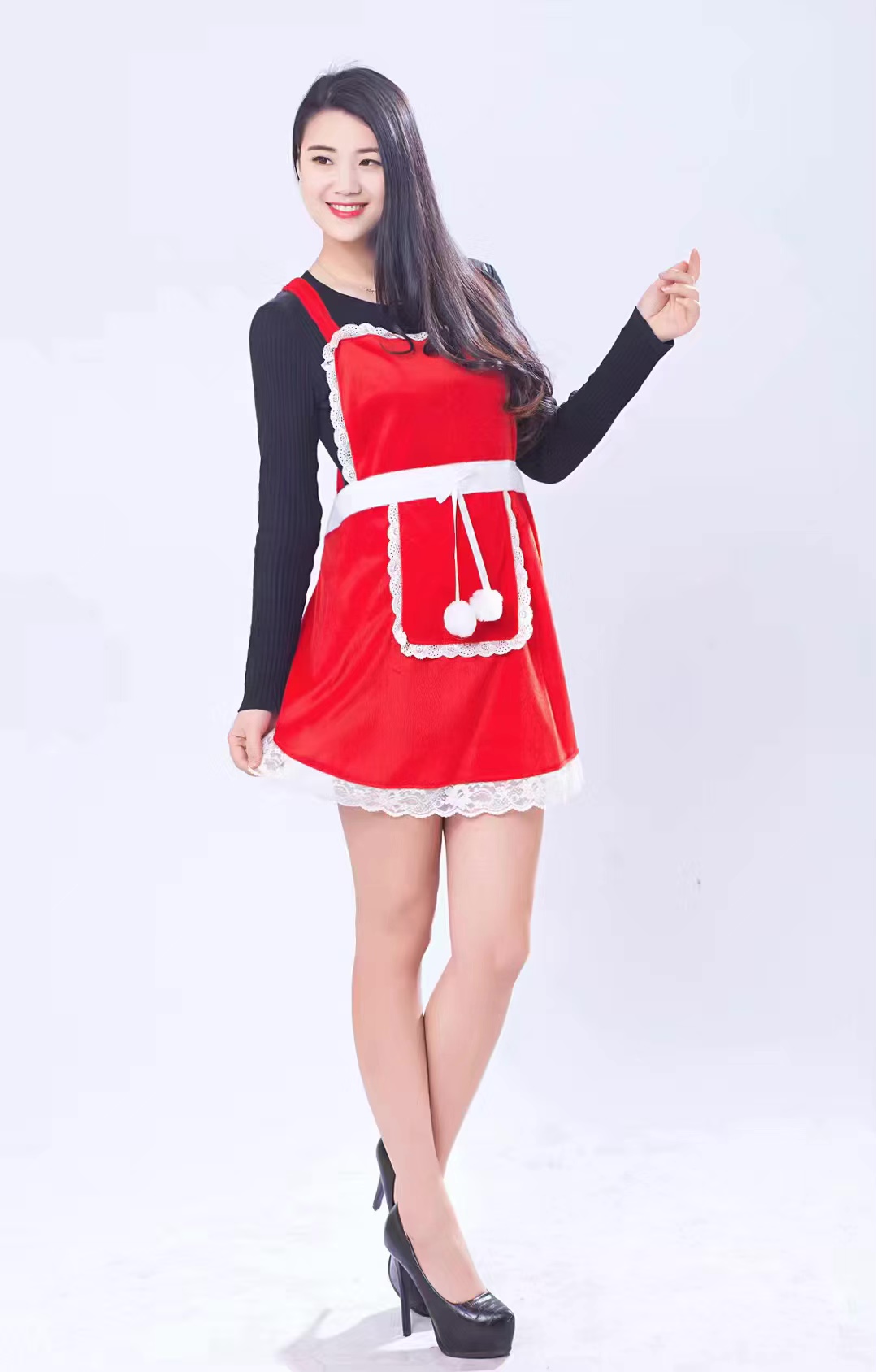 Christmas apron kitchen home Santa Claus apron lace patchwork Application Scenario