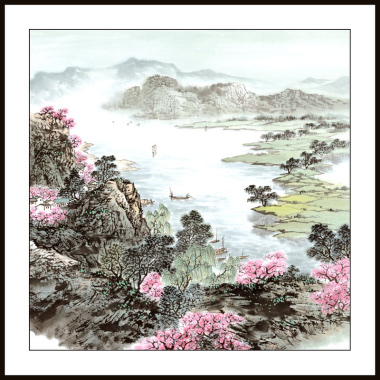 50X50 Watermark Printing Landscape Square Freehand Landscape Small Decorative Painting Chinese Painting Traditional Painting 18 details Picture