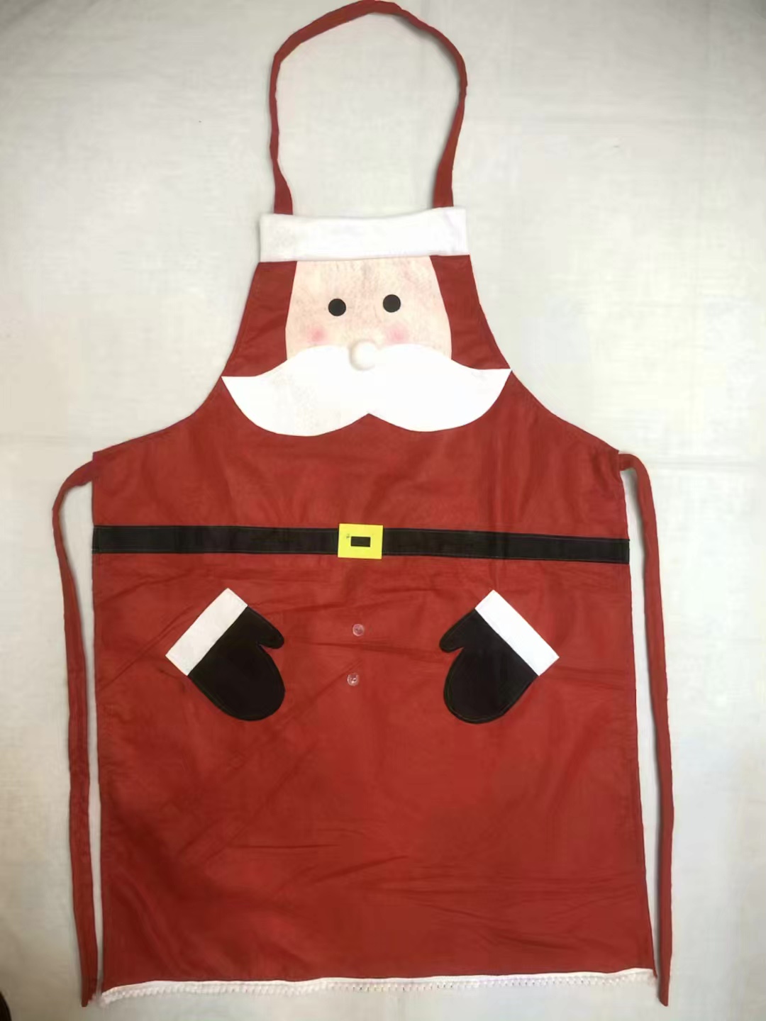 圣诞围裙厨房家用围裙圣诞老人围裙贴花围裙白底实物图