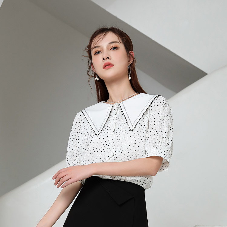 Jimmy Seo summer polka dot shirt with floral print style, genuine at the counter, the same as in the mall, with a niche design and high-end fashion