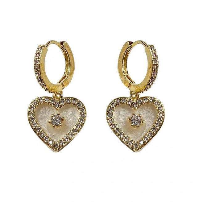 Pendientes con hebillas corazón melocotón zirconio completo