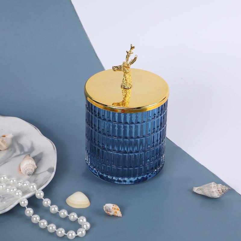 Blue candle cup with alloy lid