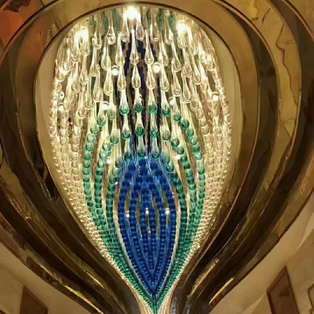 Hotel Lobby Chandelier Hotel Ballroom Crystal Light Rectangular Living Room Ceiling Light Sales Department Sand Table Light Custom