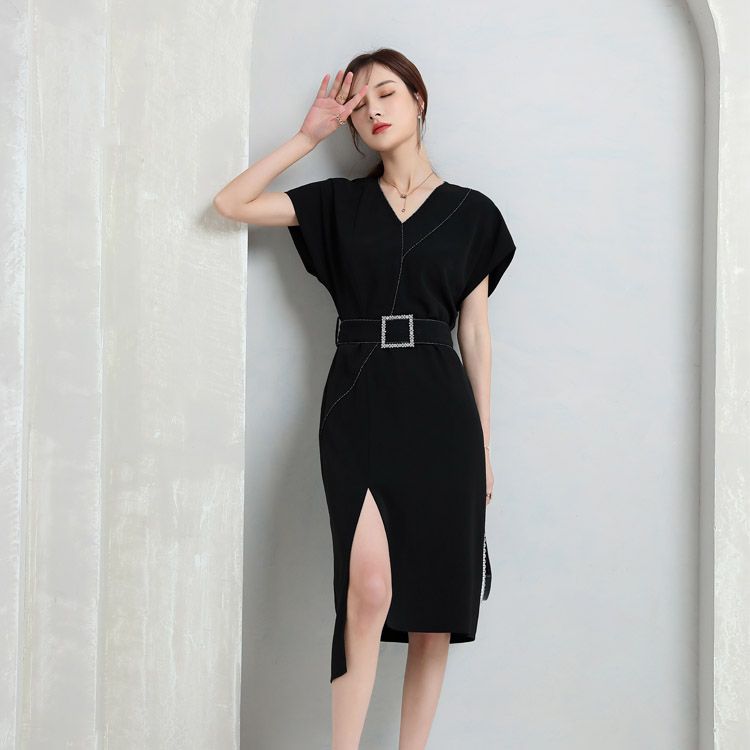 吉米赛欧2021夏季新款连衣裙专柜正品简约高级感收腰显瘦中长款详情图5