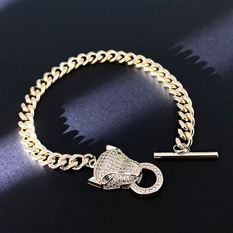 厂家直销原创保色性感满钻豹子头手链女 欧美个性拼接手饰 