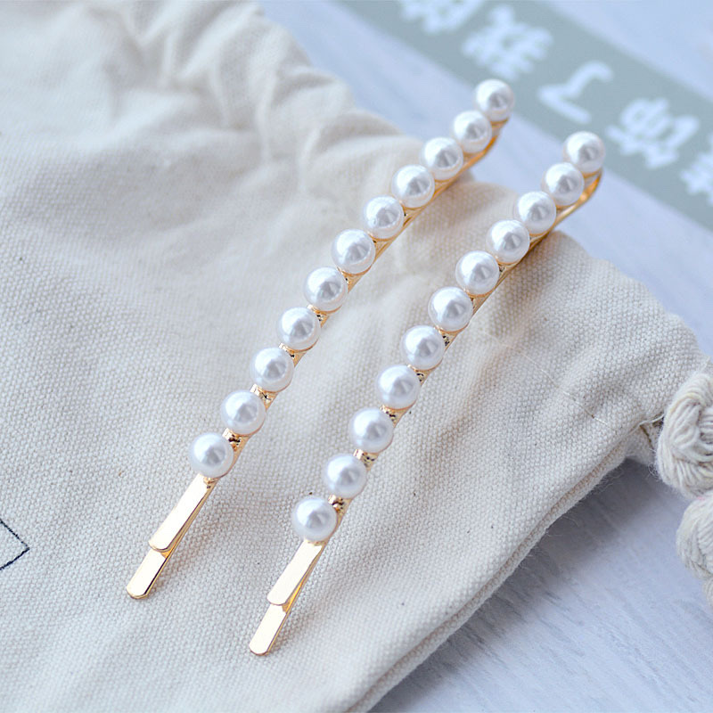 Long straight clips, Korean version pearl double clips, side clips, top clips, wholesale hair accessories, hair clips details Picture