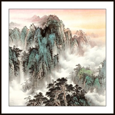 50X50 Watermark Printing Landscape Square Freehand Landscape Small Decorative Painting Chinese Painting Traditional Chinese Painting 04