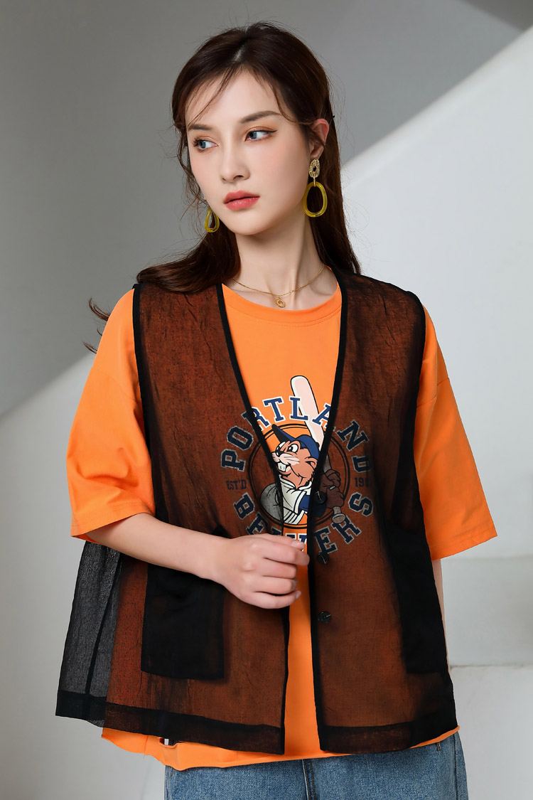 JMSO- 2021 Summer New Fashion Versatile Chiffon sleeveless Black Top 1K2121570 Specification image