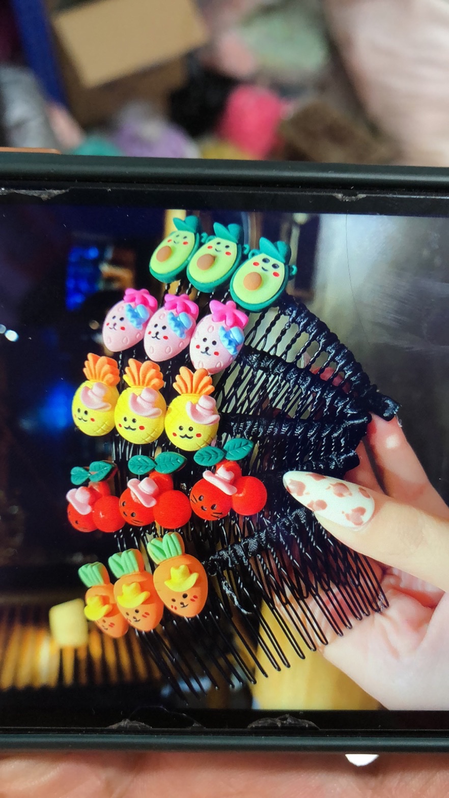 Color Hair Comb Children's Hair Comb Fruit Hair Comb 3 Accessories Iron Hair Comb 0.1 details Picture