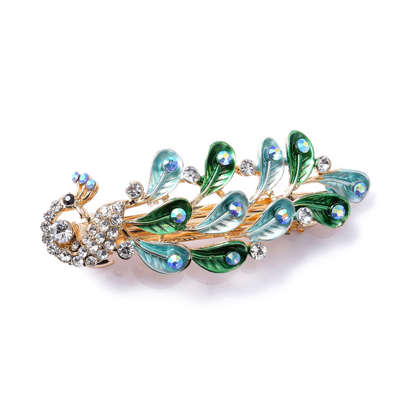 Best-selling retro peacock-painted hair clips and headwear, exquisite women's spring clips Specification image