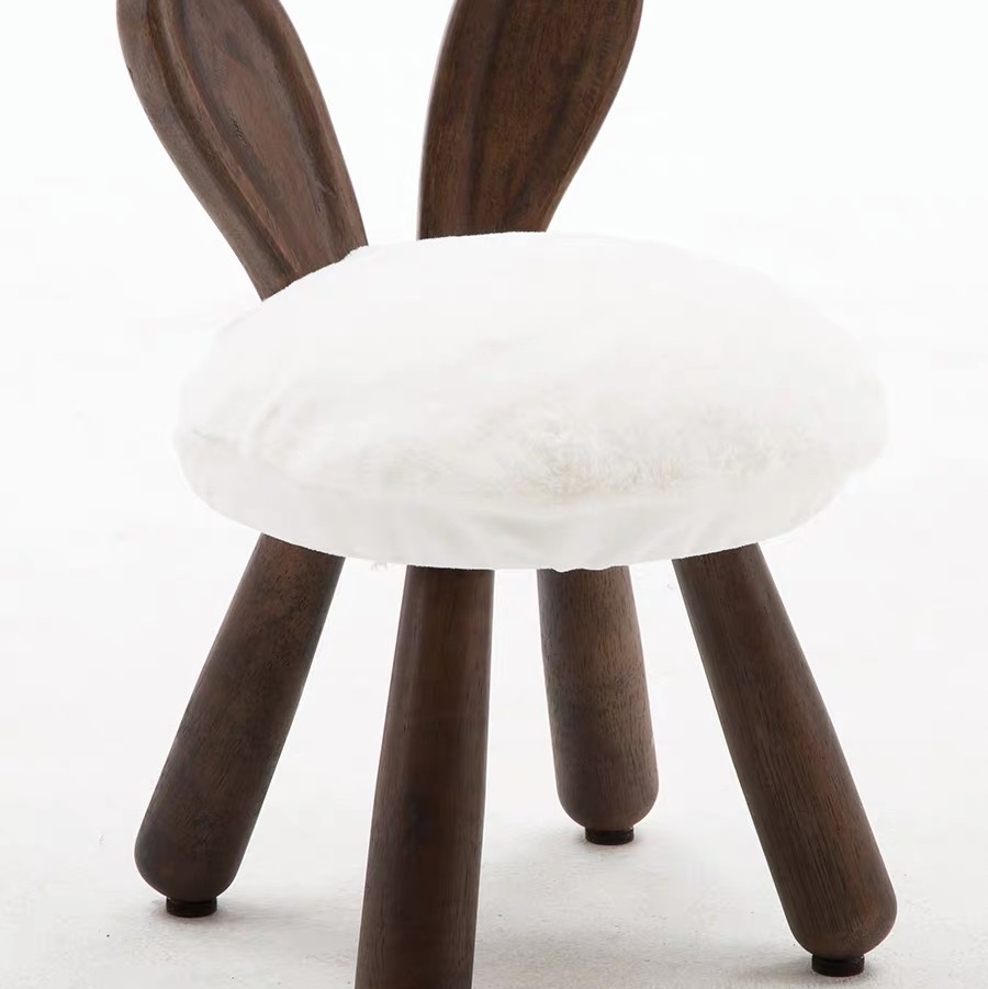 Kindergarten personality solid wood animal baby toy table and chair combination cartoon children small short round bench in northern Europe thumbnail