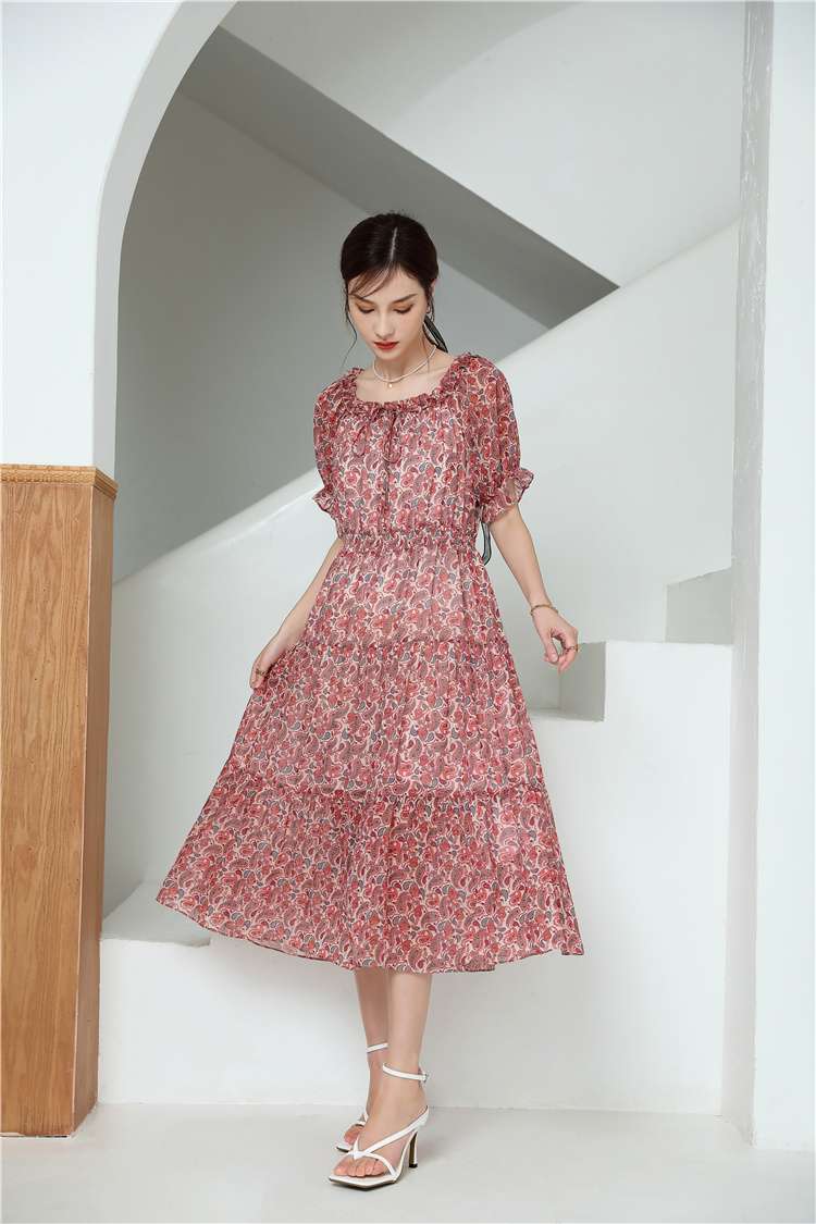 JMSO- 2021 Summer New Collection: Floral print Dress, one-shoulder, ladylike, high-end and fashionable chiffon mid-length corset, slim dress 1d2121825 Specification image