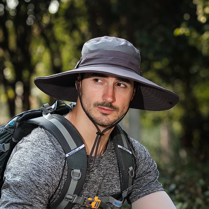渔夫钓鱼帽子男夏天登山休闲太阳男士夏季潮户外防晒帽大檐遮阳帽6