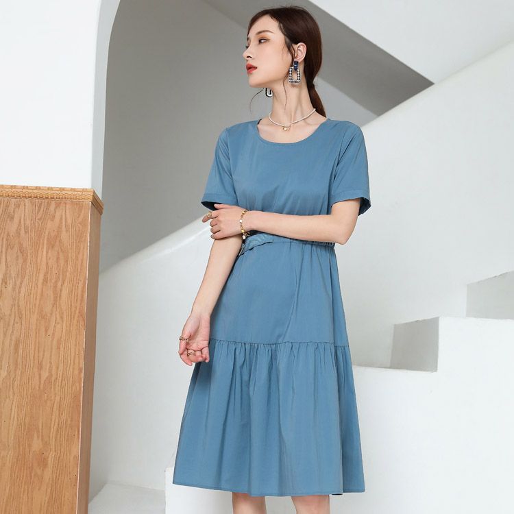 The 2021 summer new dress in a solid chiffon color, the same style as the Jimmy Seo counter, is simple, elegant, fashionable and versatile Specification image