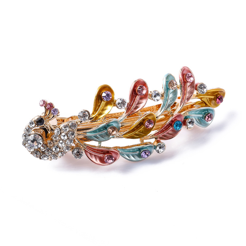 Best-selling retro peacock-painted hair clips and headwear, exquisite women's spring clips details Picture