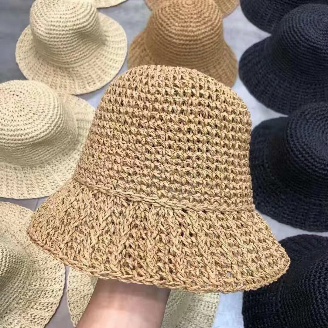 Korean Handmade Crochet Hat Fresh Mori Tie Hand Hook Sunshade Bow Flat Hat Cotton Hemp Papyri Hat Women's Summer Sun Block Wide Brimmed Fisherman Hat Sun Hat Uv Protection