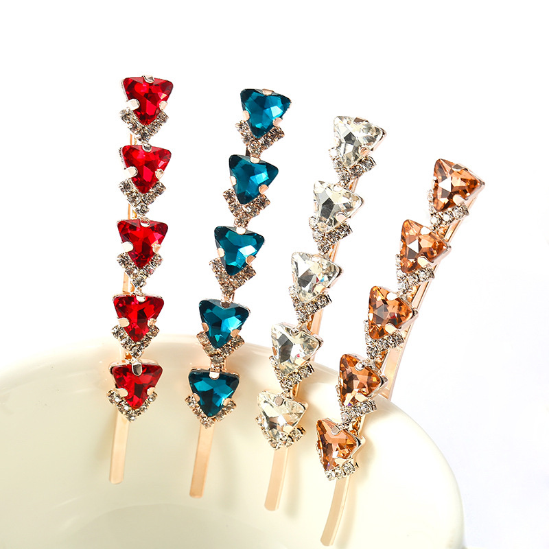Korean version rhinestone straight hairpin accessories spring and Summer trendy fashion rhinestone bangs accessories store hair pin wholesale Specification image