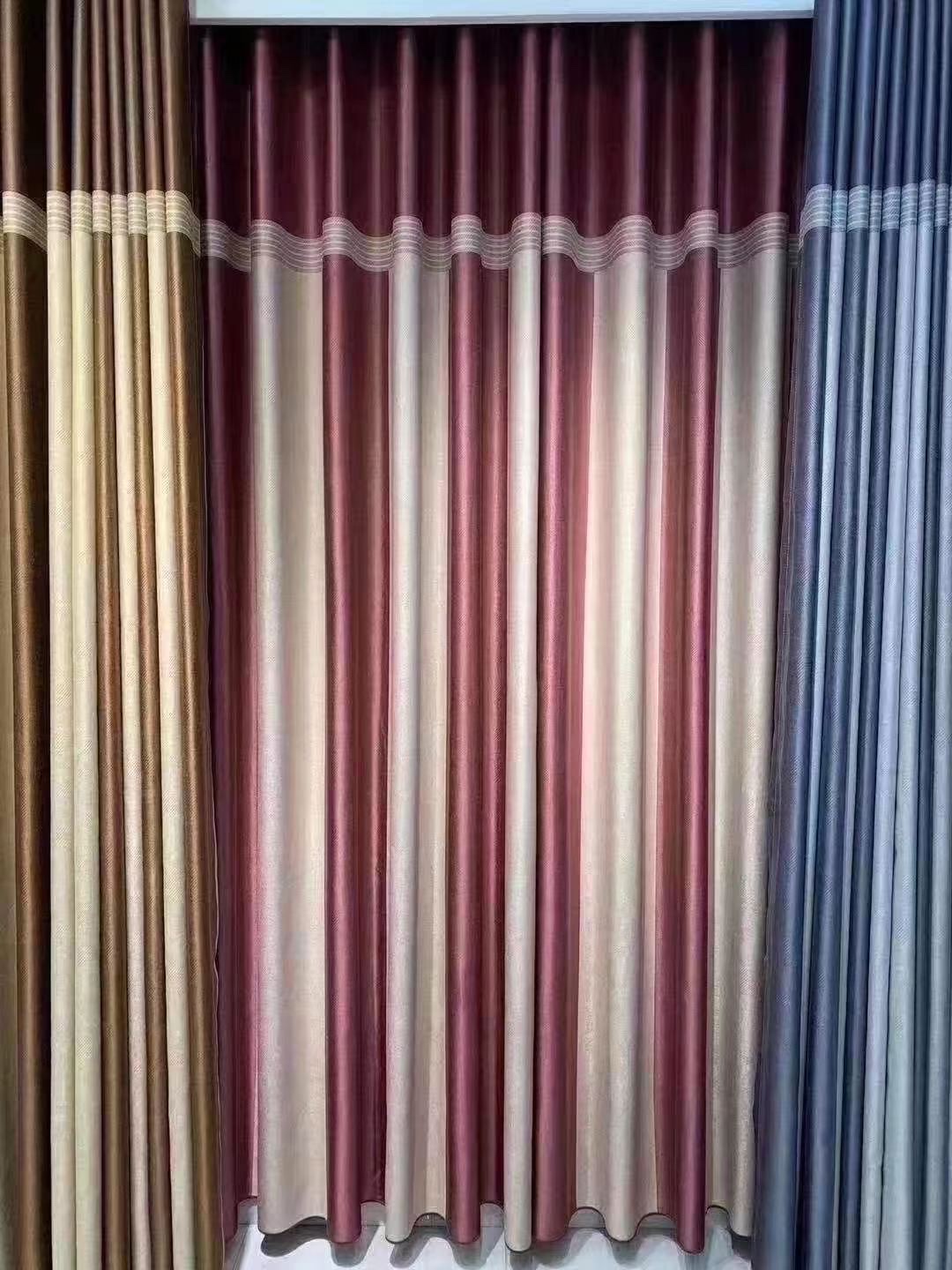 Two pieces of Fugui striped black silk blackout fabric in coffee-purple color (3.1 meters purple width) Application Scenario