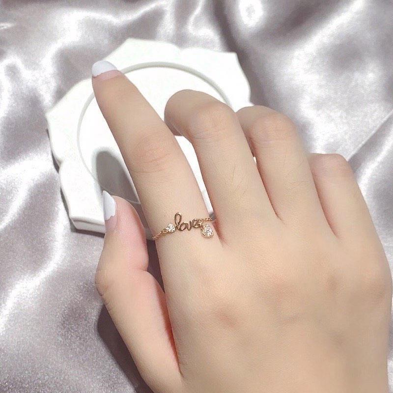 22 -- collar de flores sistema de día de lujo ligero con diamantes anillo fino mujeres ins temperamento madre beg anillo de dedo índice frío viento simple anillo detail image 5