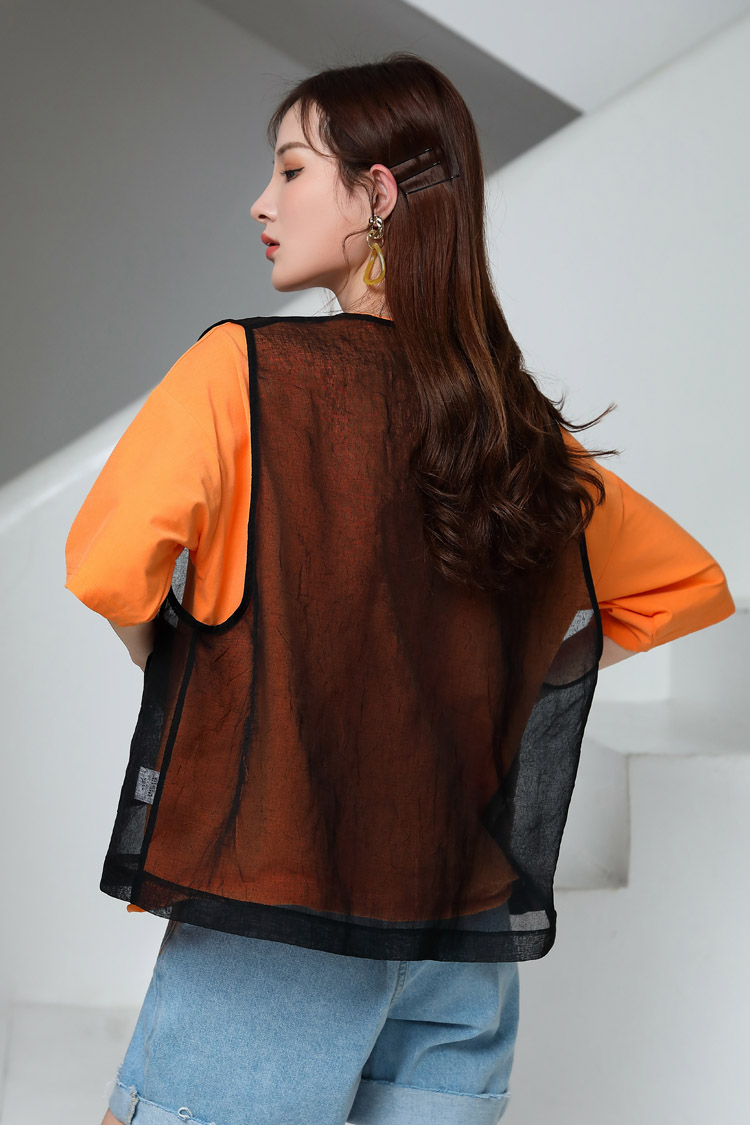 JMSO- 2021 Summer New Fashion Versatile Chiffon sleeveless Black Top 1K2121570 Item Picture