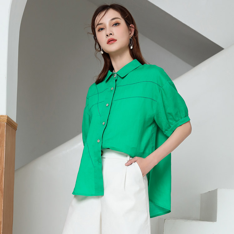 Jimmy Seio shirts, the same style as those in the summer shopping mall, feature a single-breasted polo collar. This unique design is high-end, fashionable, casual and versatile Item Picture