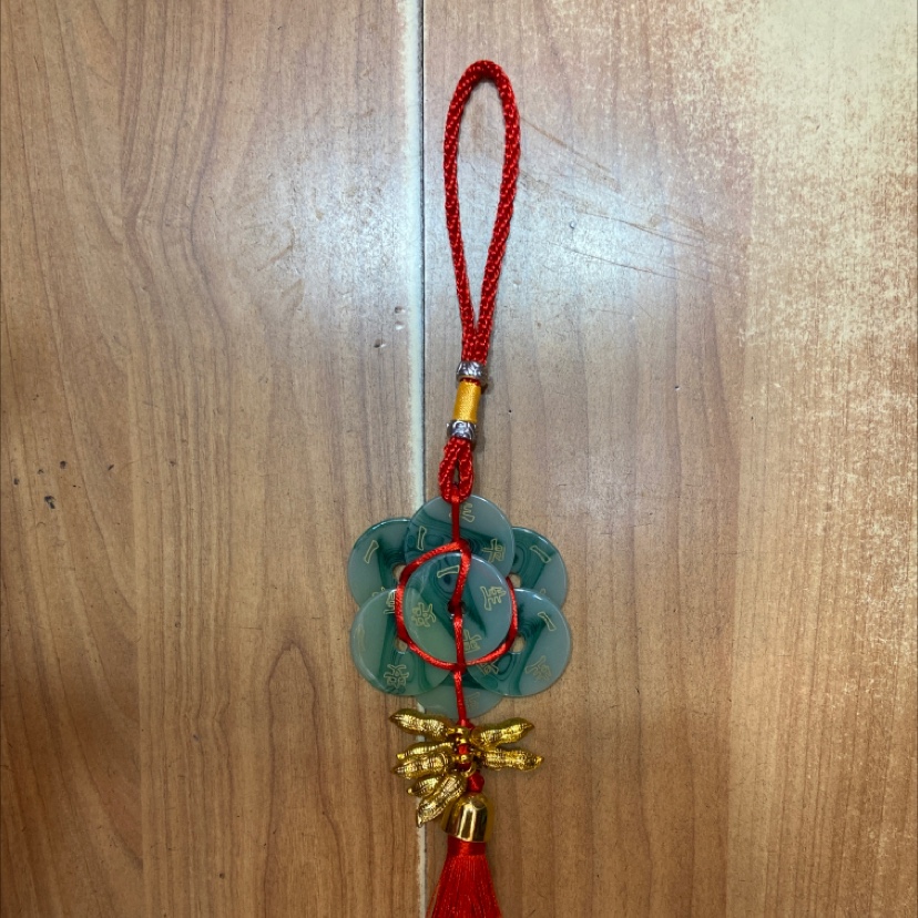 R Pendant large green plum blossom jade hanging gold peanut