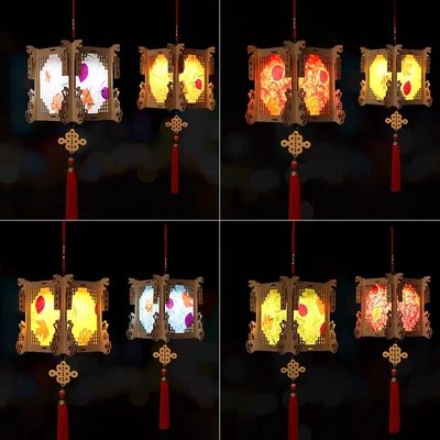2021 Mid-Autumn Lantern Children's Hand-Held Lantern Kindergarten Diy Parent-Child Hand-Made Luminous Log Material Bag