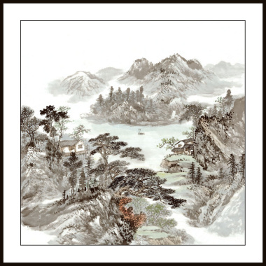 50X50 Watermark Printing Landscape Square Freehand Landscape Small Decorative Painting Chinese Painting Traditional Painting 08 details Picture