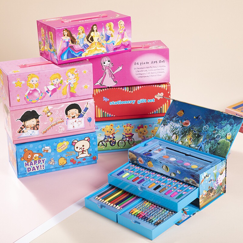 厂家直销54色水彩笔绘画套装儿童生日幼儿园小学奖品礼品文具批发