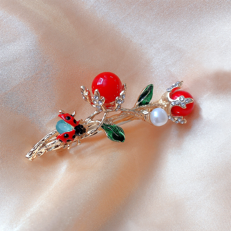 New and fresh ladybug hair clips, cute fruit cherry spring forest clips for little girls details Picture