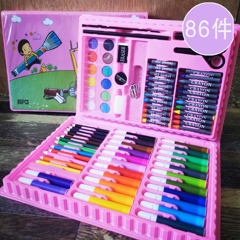 86件画画工具套装绘画笔礼盒学生水彩笔美术学习用品儿童六一礼物