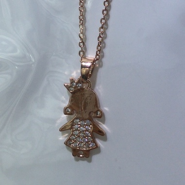 Vintage classic environmental protection collarbone chain necklace Copper micro-inlaid rose gold White gold a71