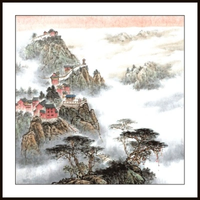 50X50 Watermark Printing Landscape Square Freehand Landscape Small Decorative Painting Chinese Painting Chinese Painting Traditional Painting 21