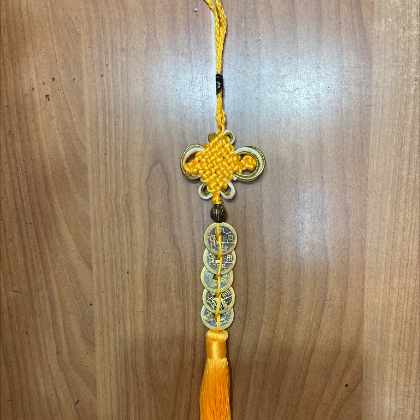 R Gold wire yellow knot hanging copper five emperor money string