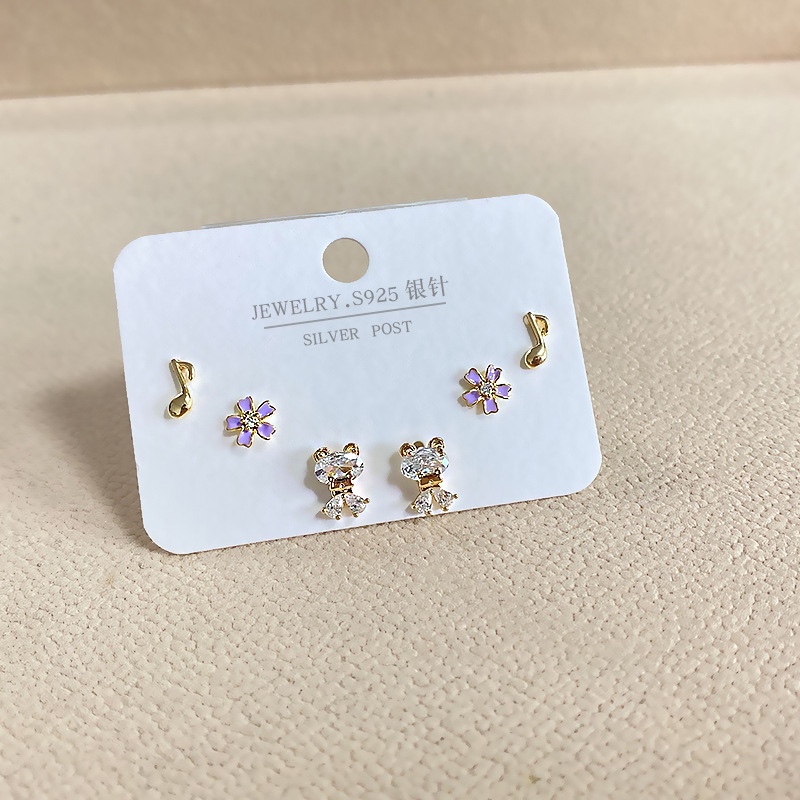 工厂直销S925银针韩版时尚耳钉百搭套装女小香风套装耳钉轻奢耳环 