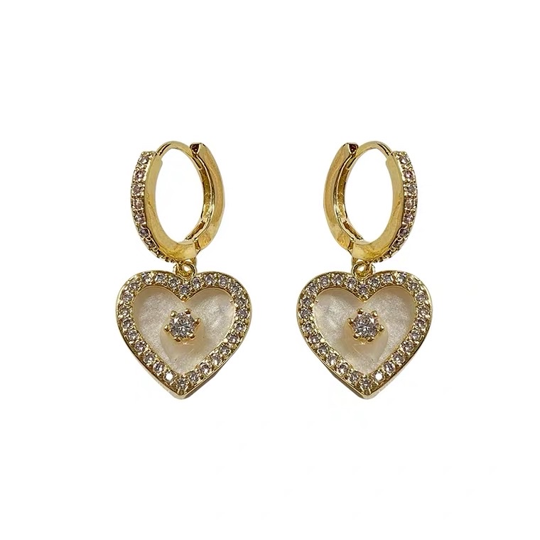 Pendientes con hebillas corazón melocotón zirconio completo details Picture