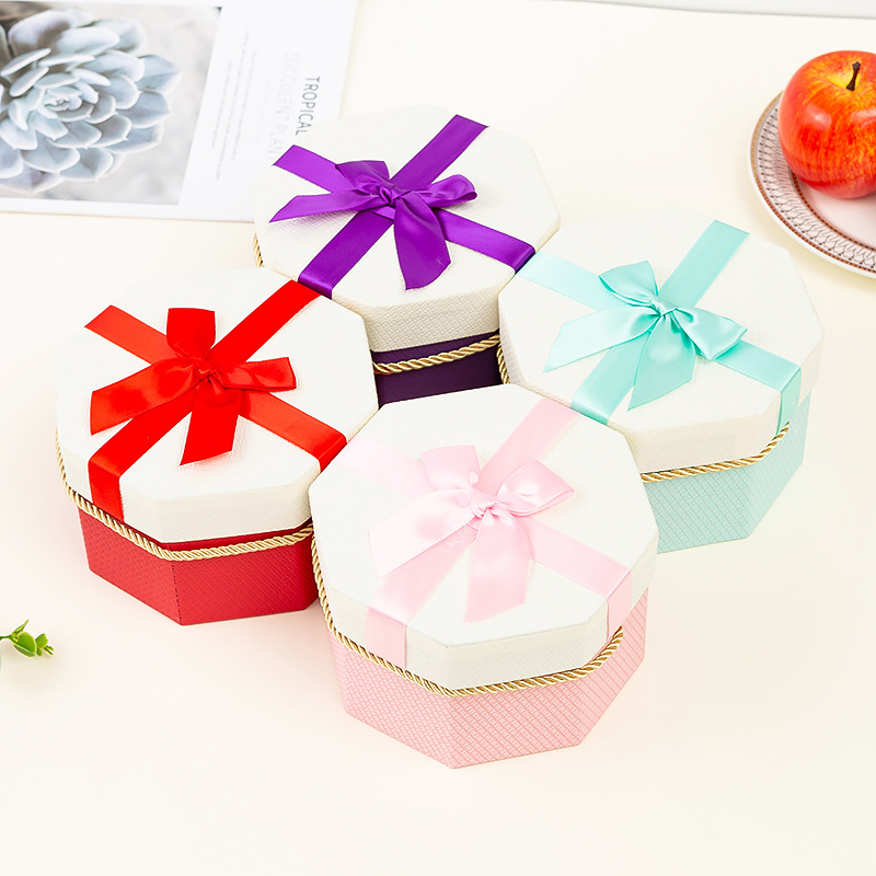 Creative octagonal gift box, wedding souvenir gift box, octagonal gift box, lipstick cup, gift packaging box, three-piece set details Picture