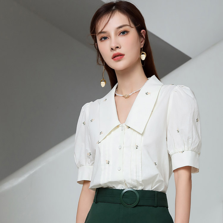 Jimmy Seio Summer 2021 New Commuter Shirt, Korean style, niche design, professional high-end white-collar top, short sleeve
