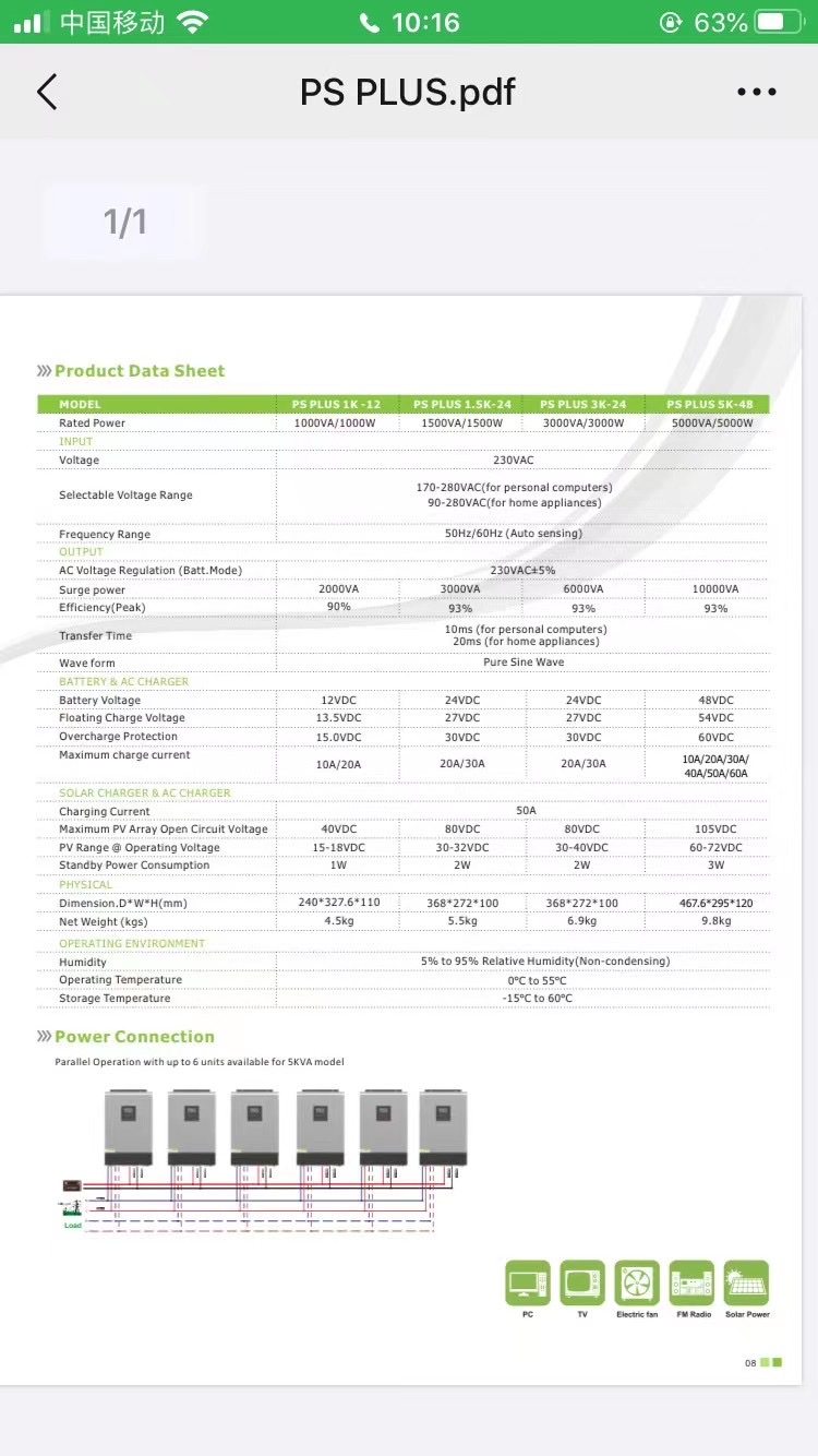 5.5KW 高频离网逆变控制一体机 Solar inverte详情图6