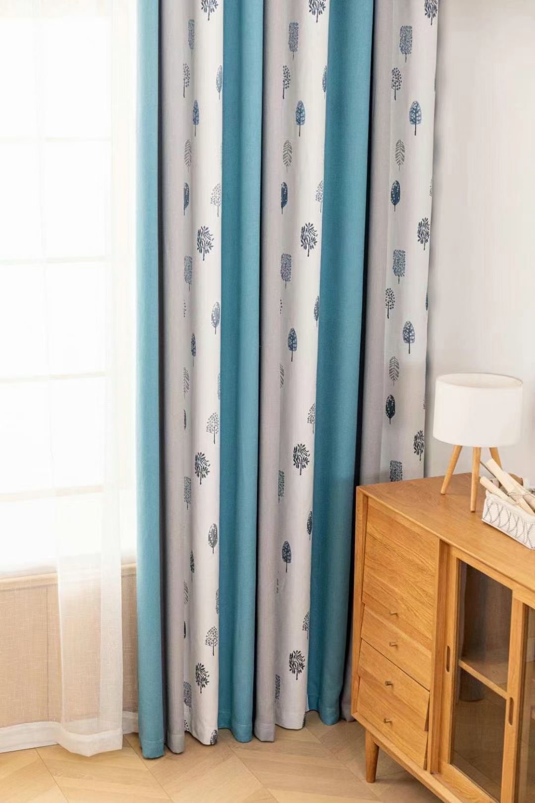 Yarn-Dyed Young Tree Blue Modern Small Fresh Feel Soft full figure