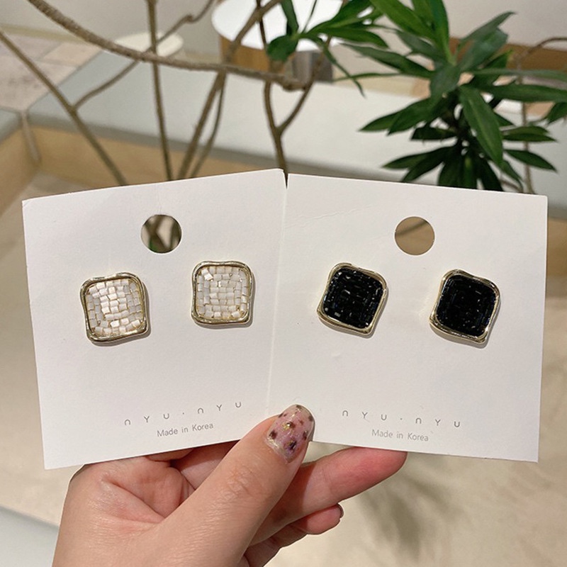 合金小正方水晶点缀耳环耳饰气质优雅简单百搭炫艺饰品09